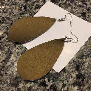 Dark gold leather earrings